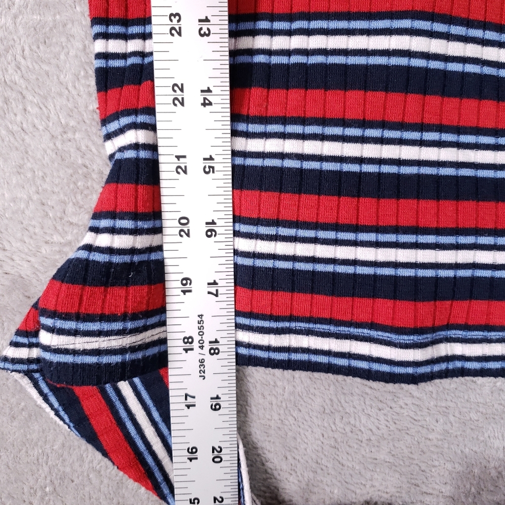Free People Always With Me Faux Wrap Long Sleeve Tee S Red Blue White - Picture 5 of 9